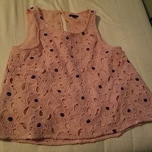 Pink begonia embroidered top